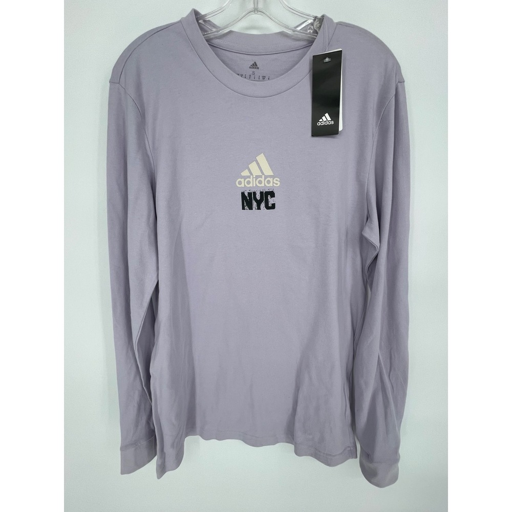 Adidas New York City Basketball Long Sleeve T-Shirt Mens Small Purple Cotton NWT